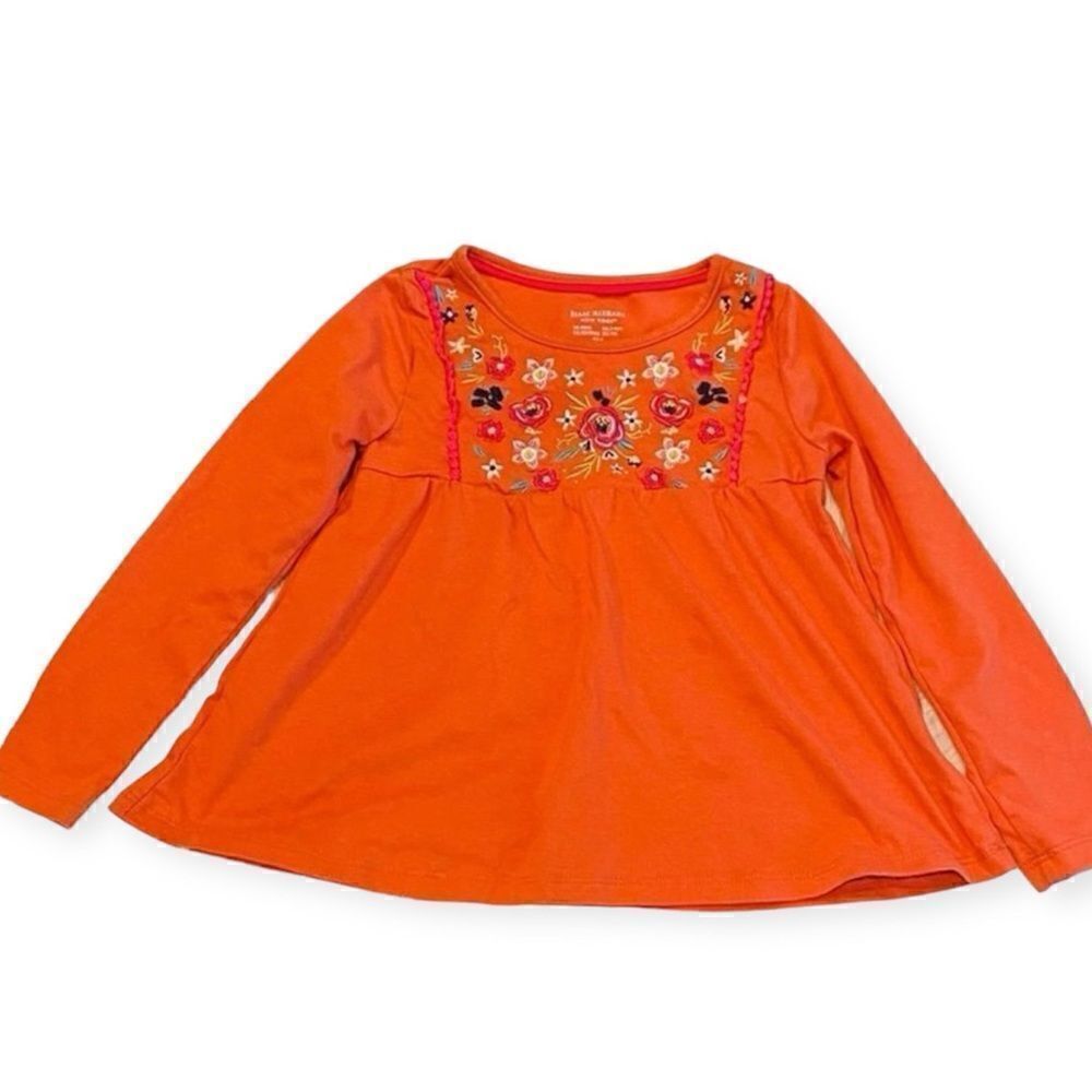 Isaac Mizrahi Coral Floral Bib Peasant Long Sleeve Shirt Top Size XS (4)